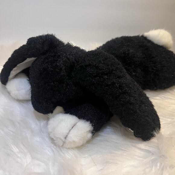 Vintage TY Classic Black White Rabbit Easter Bunny Plush Stuffed Animal 1990 HTF - Picture 3 of 9